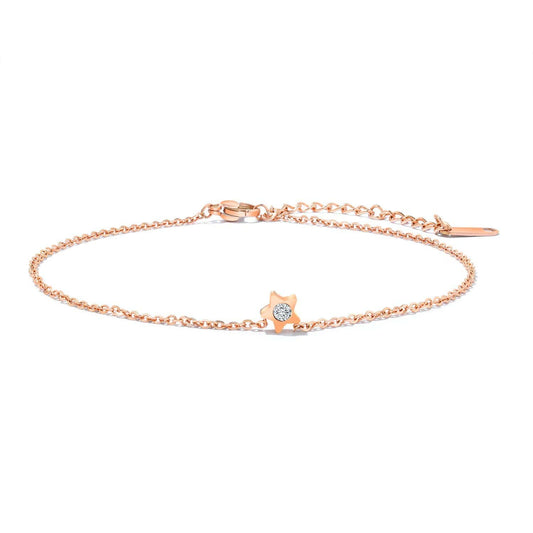 Stainless Steel Rose Gold Star Anklet