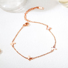 Stainless Steel Rose Gold Butterfly Anklet