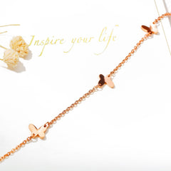 Stainless Steel Rose Gold Butterfly Anklet