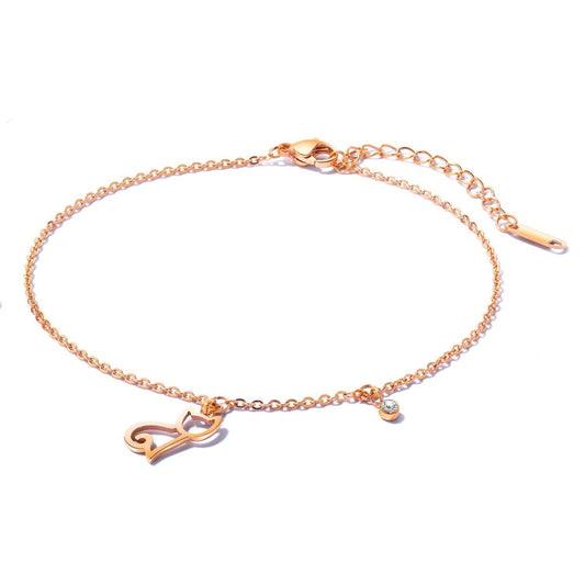 Stainless Steel Rose Gold Cat Anklet