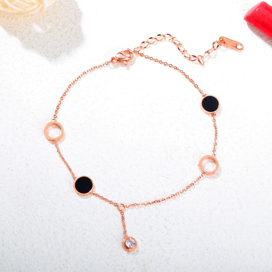 Stainless Steel Rose Gold Acrylic Anklet For Women