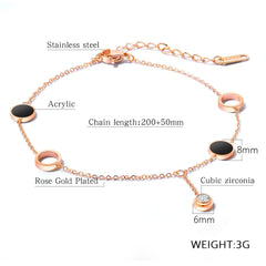 Stainless Steel Rose Gold Acrylic Anklet For Women