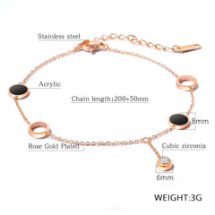 Stainless Steel Rose Gold Acrylic Anklet For Women