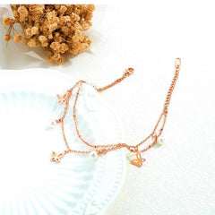 Stainless Steel Rose Gold Pearl Anklet