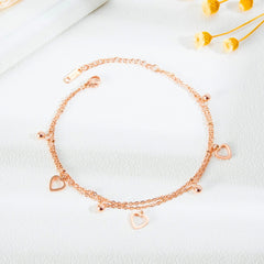 Stainless Steel Rose Gold Heart Anklets
