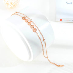 Stainless Steel Rose Gold CZ Anklet Bracelet