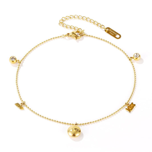 Stainless Steel Rose Gold Kiss Me Anklet Bracelet