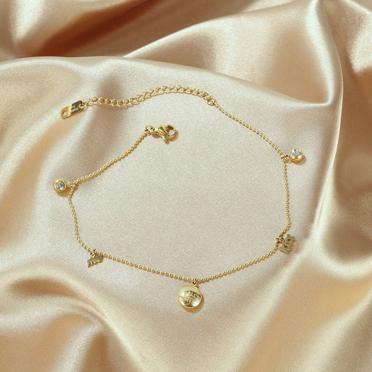 Stainless Steel Rose Gold Kiss Me Anklet Bracelet