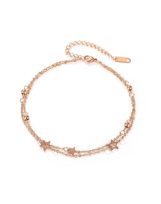 Stainless Steel Rose Gold Double Anklet