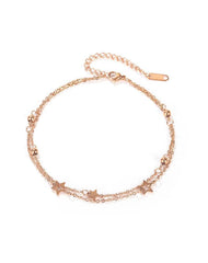 Stainless Steel Rose Gold Double Anklet