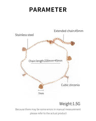 Rose Gold Women Smiley Face Heart Anklet