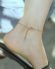 Rose Gold Women Smiley Face Heart Anklet