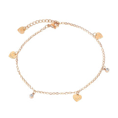Rose Gold Women Smiley Face Heart Anklet