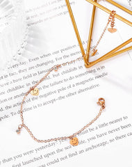 Rose Gold Women Smiley Face Heart Anklet