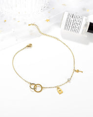 Women Double Circle Chain Anklet Bracelet