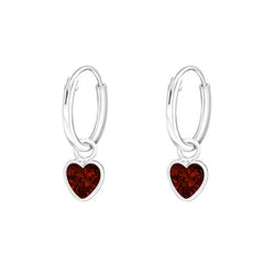 Silver Hanging Heart Hoop Earrings for Girls