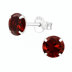Silver Birthstone Stud Earrings