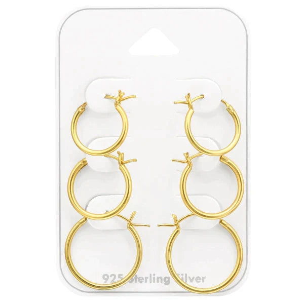 Gold French Lock Hoop earrings Set