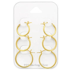 Gold French Lock Hoop earrings Set