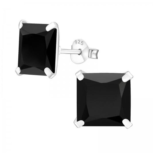 Silver Square Stud Earrings