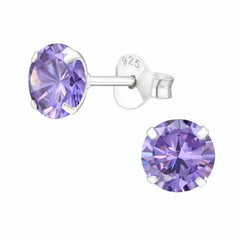 Silver Birthstone Stud Earrings