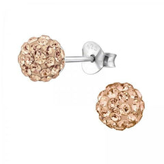 Silver Crystal Ball Stud Earrings