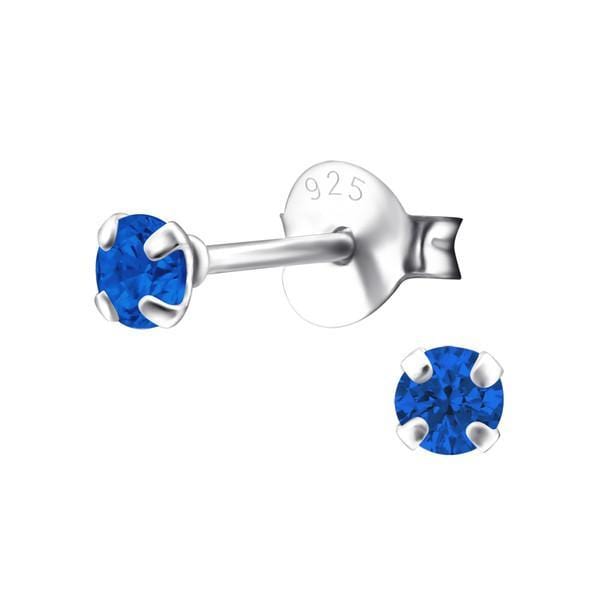 3mm Silver Birthstone Ear Studs CZ London