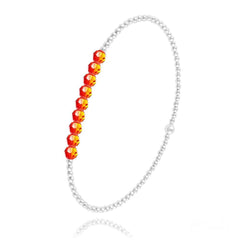 Sterling silver stretch bracelet with genuine Fire Opal Swarovski crystal beads in vivid orange and golden tones