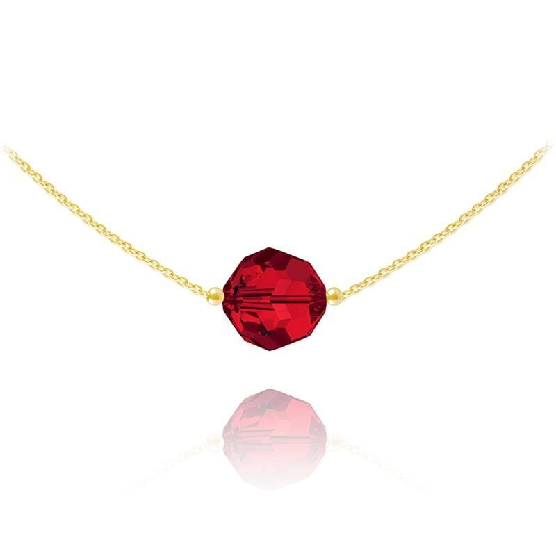 24K gold plated sterling silver choker with Genuine Swarovski Light Siam crystal and adjustable chain