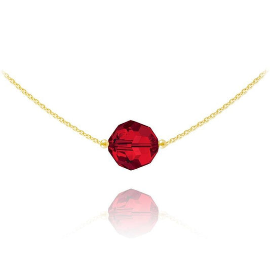 24K gold plated sterling silver choker with Genuine Swarovski Light Siam crystal and adjustable chain