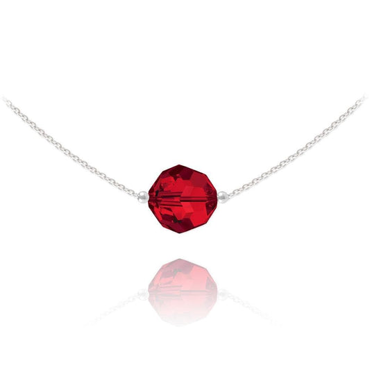 Sterling silver choker necklace with Genuine Swarovski Light Siam crystal and adjustable chain