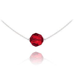 Sterling silver choker necklace with Genuine Swarovski Light Siam crystal and adjustable chain
