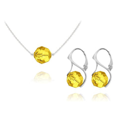 Sterling silver jewellery set with Genuine Swarovski Light Topaz crystal necklace and matching earrings