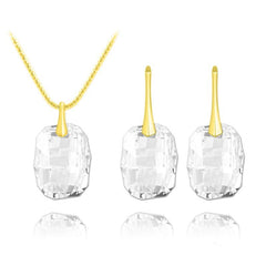 24K gold plated sterling silver jewellery set with white Swarovski crystal necklace and matching earrings