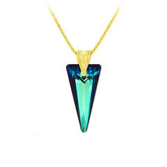 24K gold plated sterling silver Bermuda Blue Swarovski crystal pendant necklace