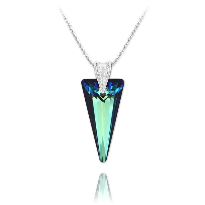 Sterling silver Bermuda Blue Swarovski crystal pendant necklace with rhodium plated finish