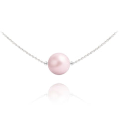 Sterling silver pastel rose Swarovski crystal pearl choker necklace