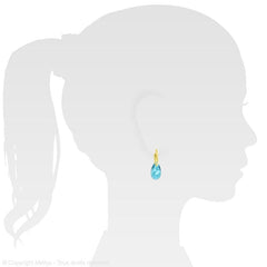 24K Gold Aquamarine Pear Sterling Silver Earrings