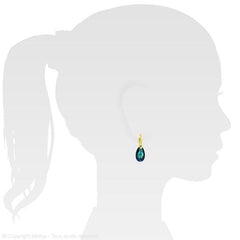 24K Gold Bermuda Blue Pear Sterling Silver Earrings