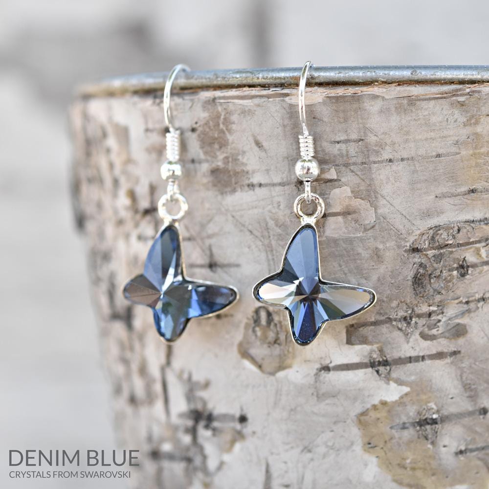 Blue Silver Butterfly Earrings