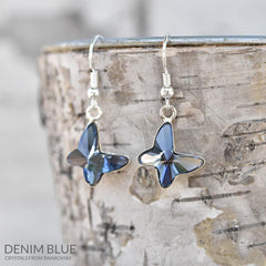 Blue Silver Butterfly Earrings
