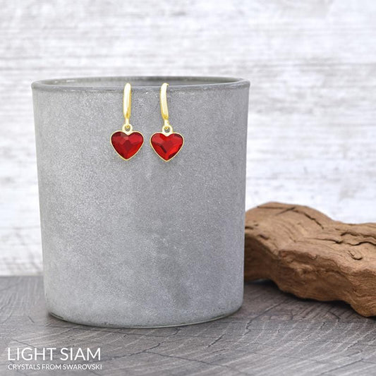 24K Gold Siam Heart Earrings