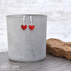Silver Siam Heart Earrings