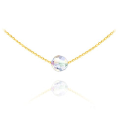 24K gold plated sterling silver White AB Swarovski crystal choker necklace