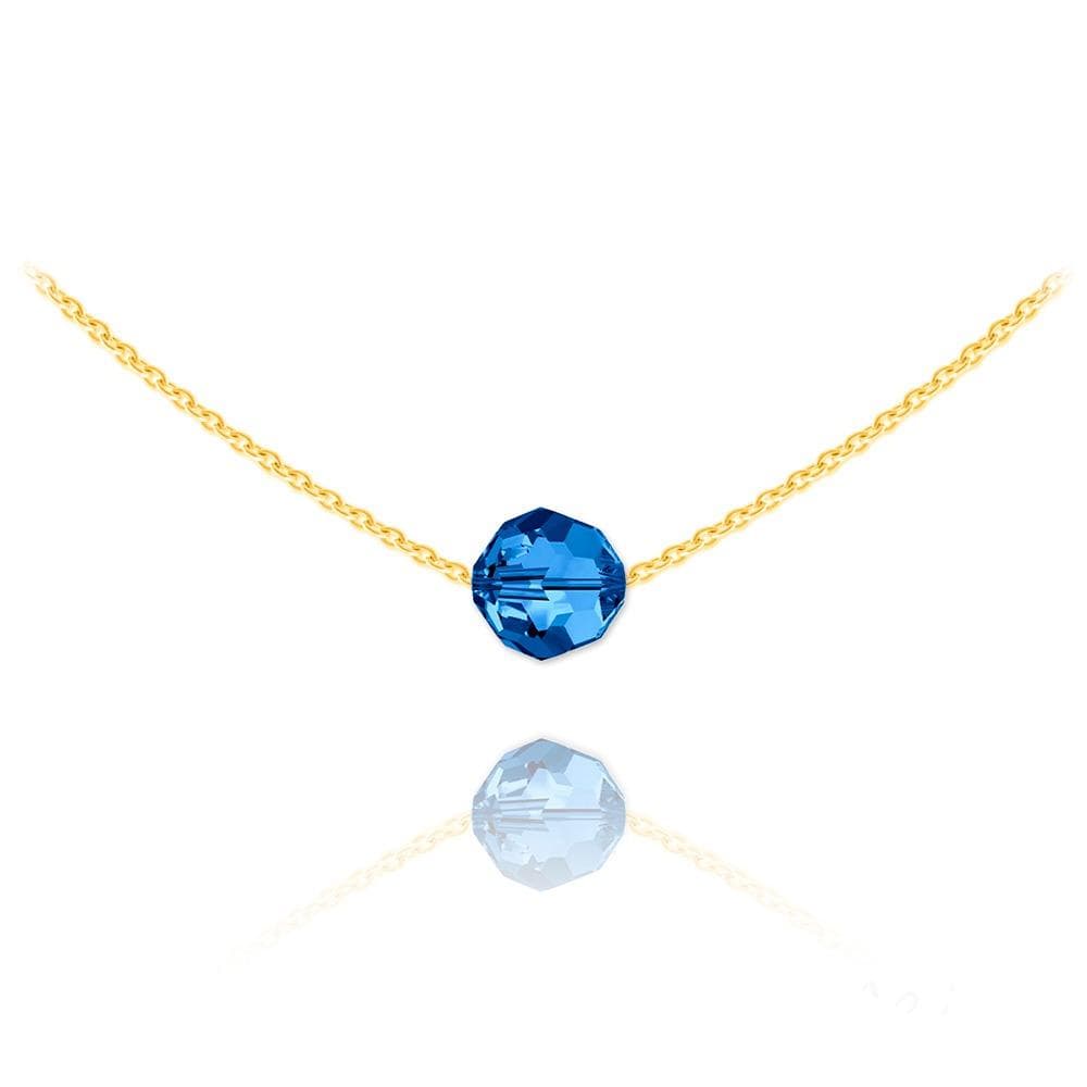 24K gold plated sterling silver Capri Blue Swarovski crystal choker necklace