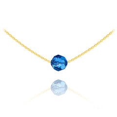 24K gold plated sterling silver Capri Blue Swarovski crystal choker necklace