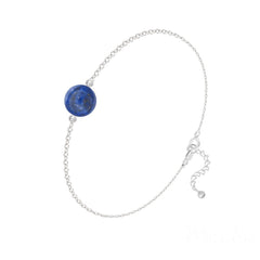 Sterling Silver bracelet with genuine Swarovski Lapis Lazuli crystal, rhodium plated finish and adjustable chain