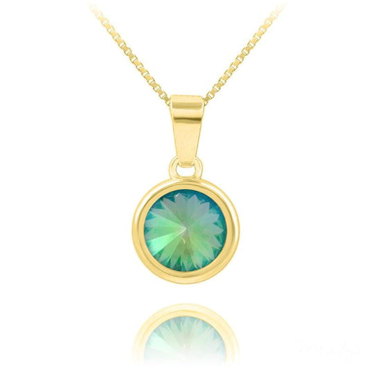24K gold plated Sterling Silver necklace with genuine Swarovski Paradise Shine Aquamarine crystal pendant