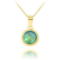 24K gold plated Sterling Silver necklace with genuine Swarovski Paradise Shine Aquamarine crystal pendant