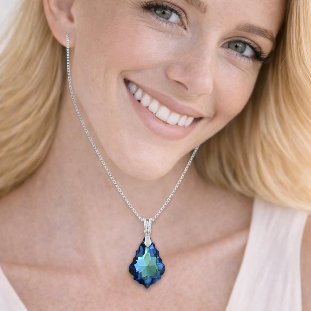 necklace with a blue pendant